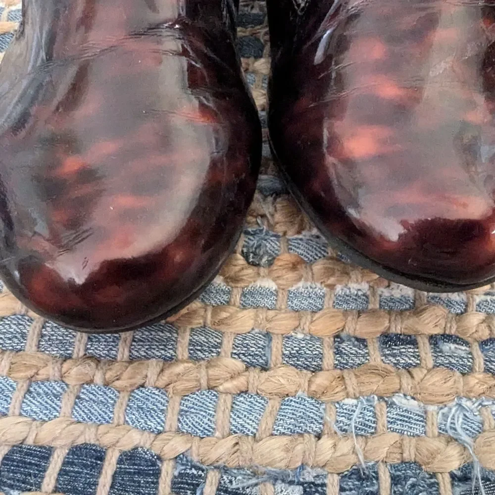 Liz Claiborne Desi Faux Patent Leather Marbled Loafer Shoes 6M Brown Red  Gloss